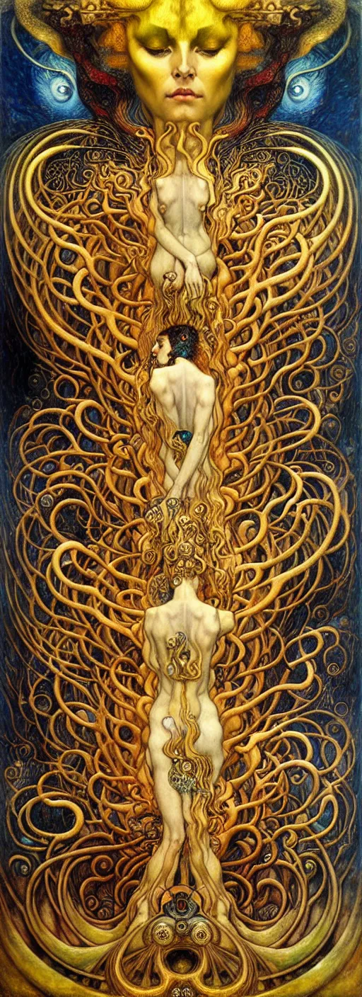 Image similar to Divine Chaos Engine by Karol Bak, Jean Delville, William Blake, Gustav Klimt, and Vincent Van Gogh, symbolist, visionary