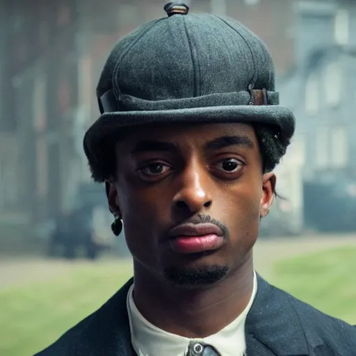 Image similar to playboi carti in peaky blinders 4 k the detailed super realistic