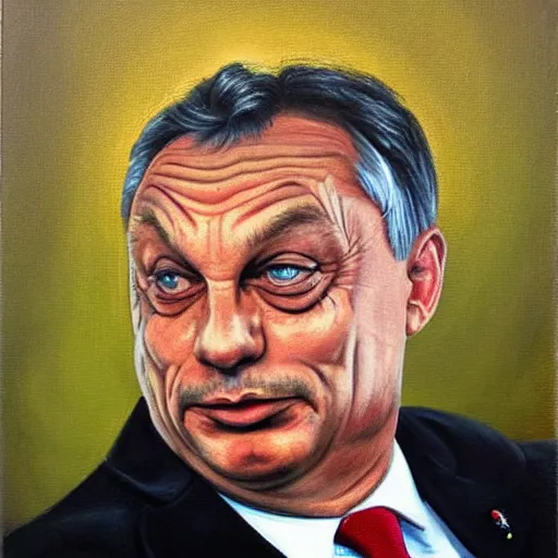 Prompt: viktor orban after many beers, anatomically correct, oil painting, highly detailed