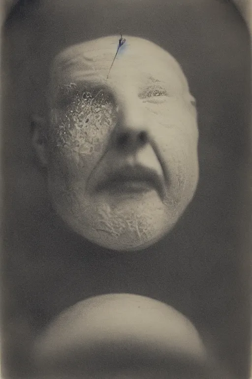 Image similar to a wet plate photograph, portrait of a sasquash