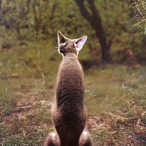 Image similar to a cat - kangaroo - hybrid, animal photography