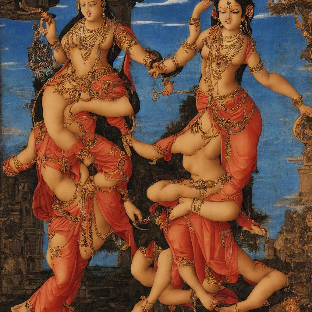 Image similar to hindu goddess posing for playboy photo, italian renaissance