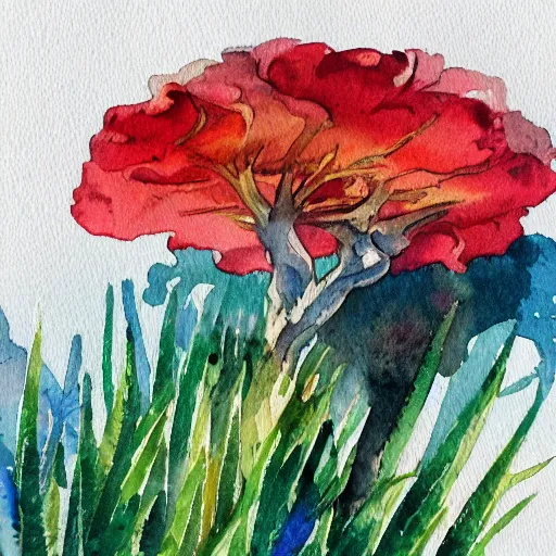 Prompt: watercolor painting alone