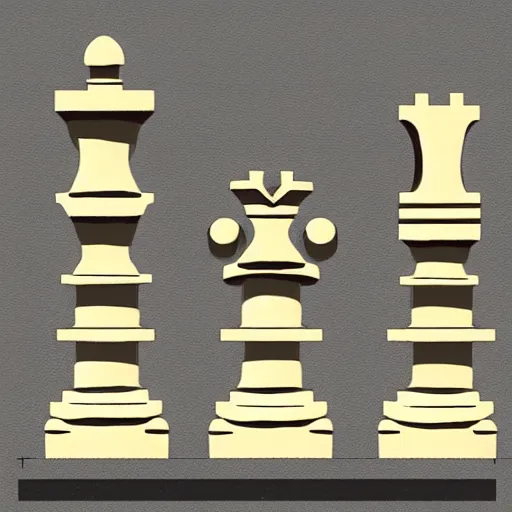 Image similar to brutalist style chess pieces