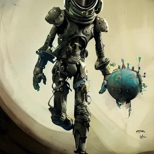 Image similar to a space boy hero in an exoskelton harrd suit character designed by Jean-Baptiste Monge and ashley wood and phil hale and Sergio Toppi, 4K post processing