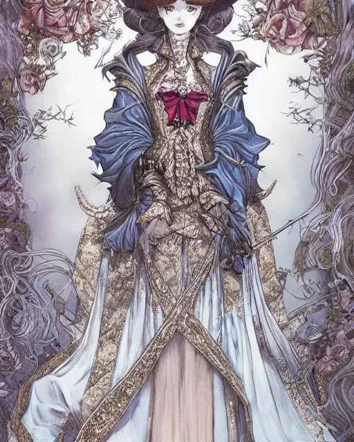 Prompt: portrait of a queen, elegant, beautiful, mesmerizing, concept art, fancy clothing, highly detailed, artstation, behance, deviantart, trending, ayami kojima, shinichi sakamoto, kaoru mori