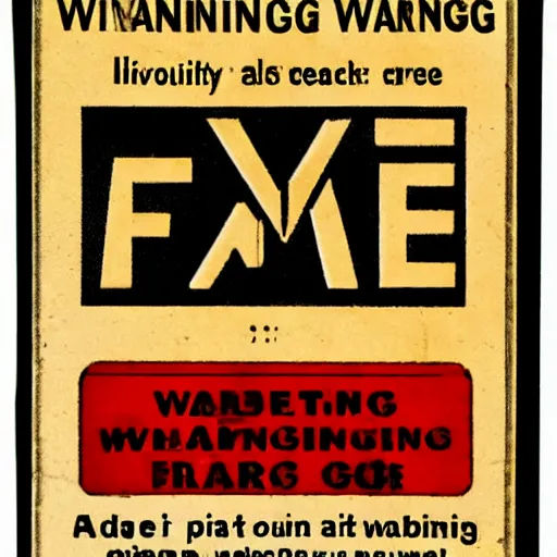 Image similar to vintage fire warning label