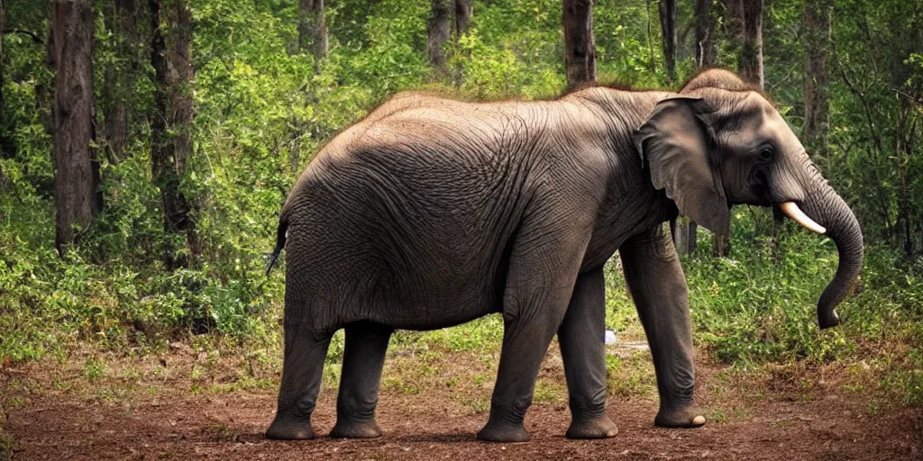 Image similar to a photo of an elephant with a forrest growing out of its back