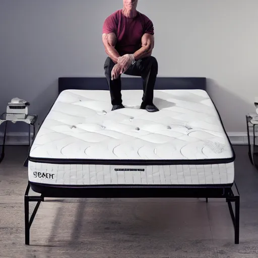 Image similar to hyperrealistic dslr film still of arnold schwarzenegger disguised as mattress, stunning 8 k octane comprehensive 3 d render, inspired by istvan sandorfi & greg rutkowski & unreal engine, perfect symmetry, dim volumetric cinematic lighting, extremely hyper - detailed, incredibly real lifelike attributes & texture, intricate, masterpiece, artstation, 8 k 8 5 mm f 1. 4