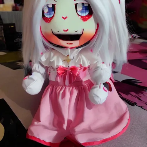 Prompt: extremely cursed kawaii fumo plush girl with magical powers