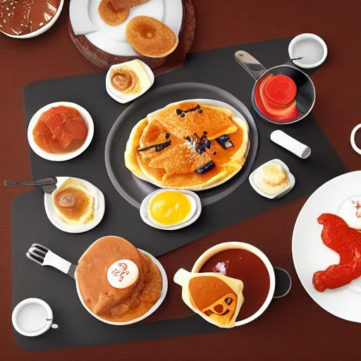 Prompt: IHOP's new Doom themed breakfast items