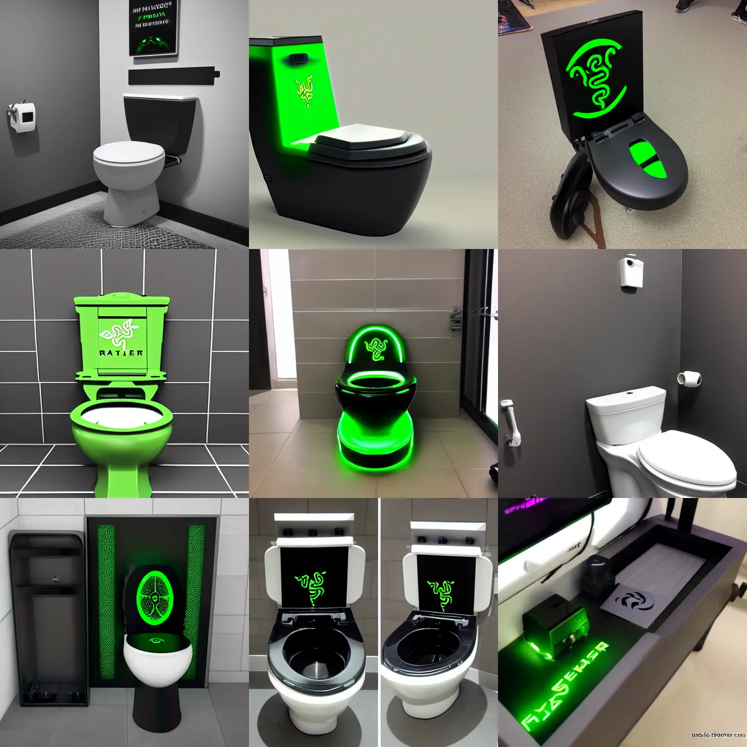Prompt: toilet in the style of Razer gaming