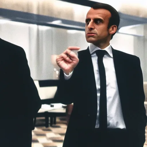 Prompt: Eric Zemmour murder Emmanuel Macron in American Psycho (1999)