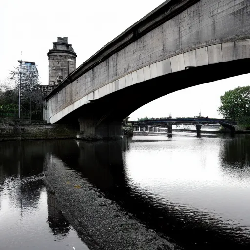 Prompt: a photograph of a beautiful bridge in glasgow, scotland