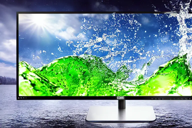 Image similar to 16:9 monitor with splashes of water on the screen