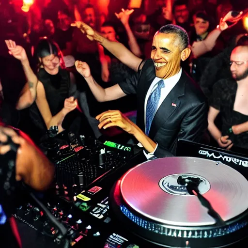 Image similar to Obama DJing at a nightclub in Berlin