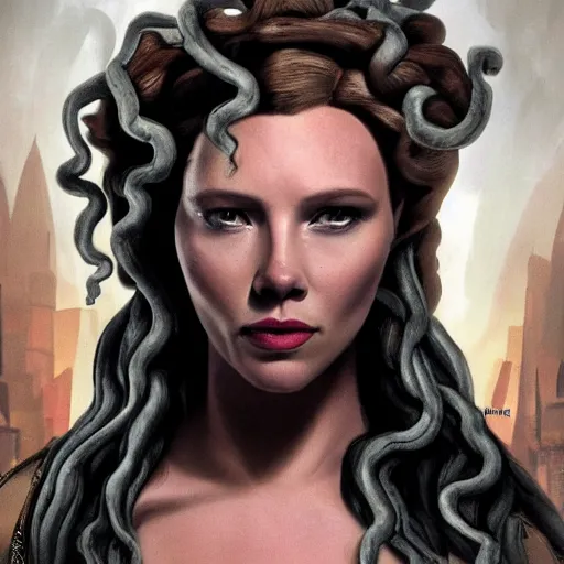 Image similar to medusa as scarlett johanson