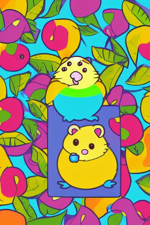 Image similar to Portrait of a cute hamster with parrot, sticker, andromorphic, colorful, illustration, highly detailed, simple, smooth and clean vector curves, no jagged lines, vector art, smooth