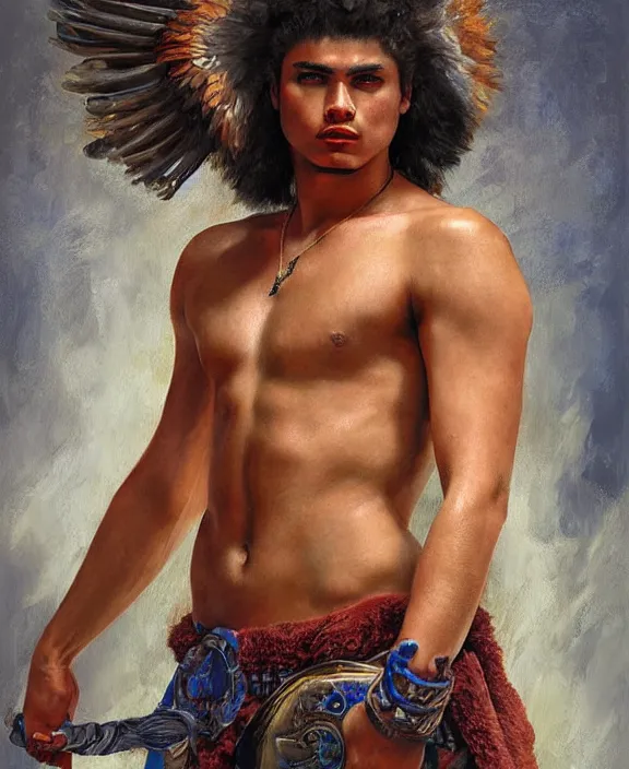 Prompt: portrait of a handsome young latino gladiator, art by denys tsiperko and bogdan rezunenko and franz xaver kosler, hyperrealism, fantasy art