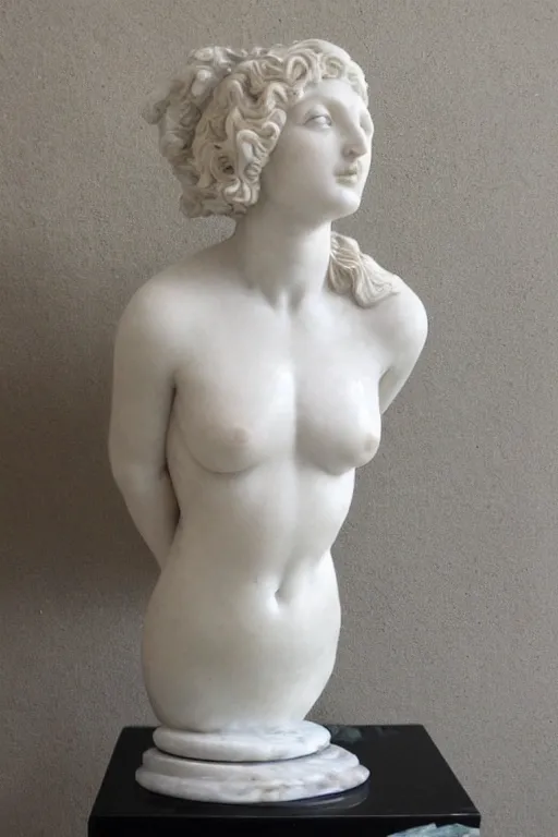 Prompt: marble aphrodite sculpture looking like alexa graca