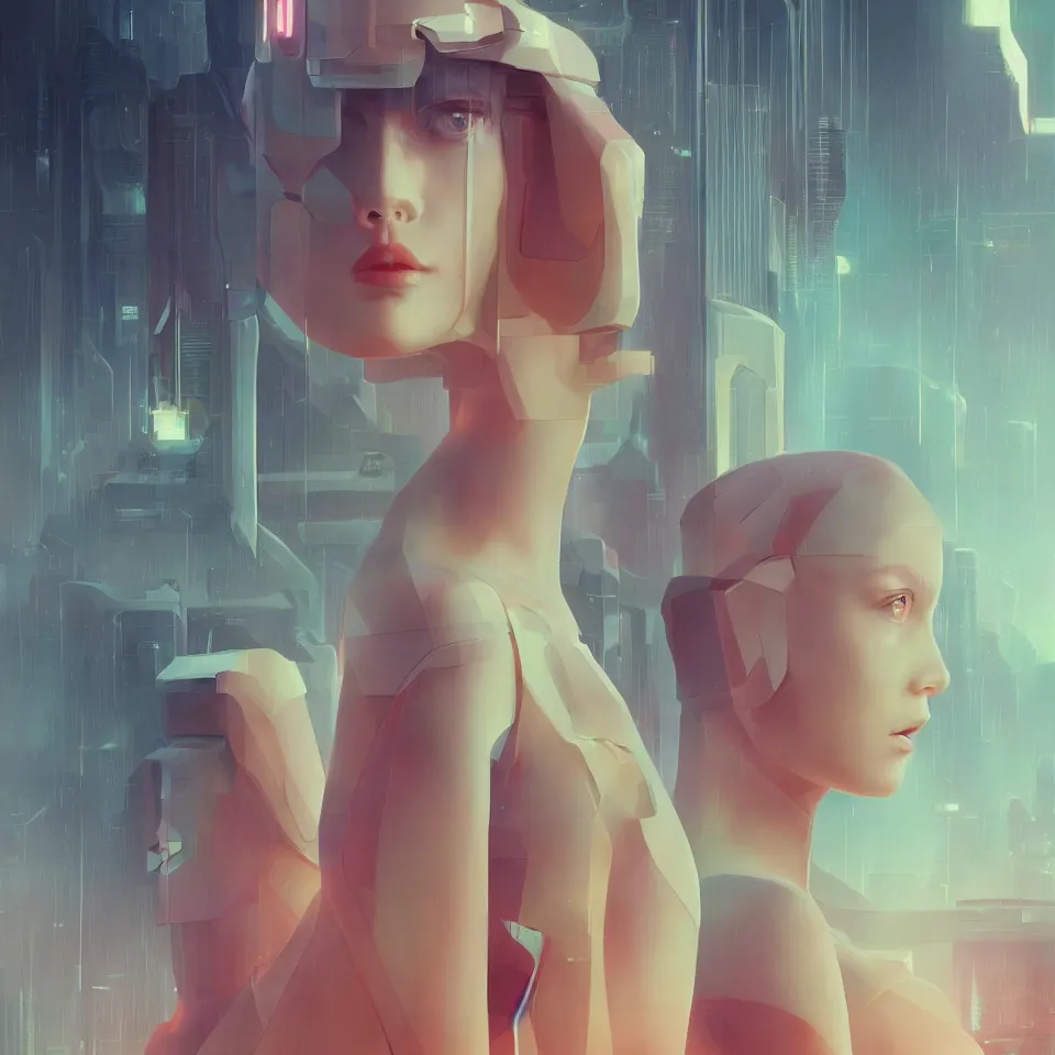 Image similar to portrait beautiful sci - fi girl, blade runner 2 0 4 9, futuristic desert city metropolis, digital art, pop art by hsiao - ron cheng