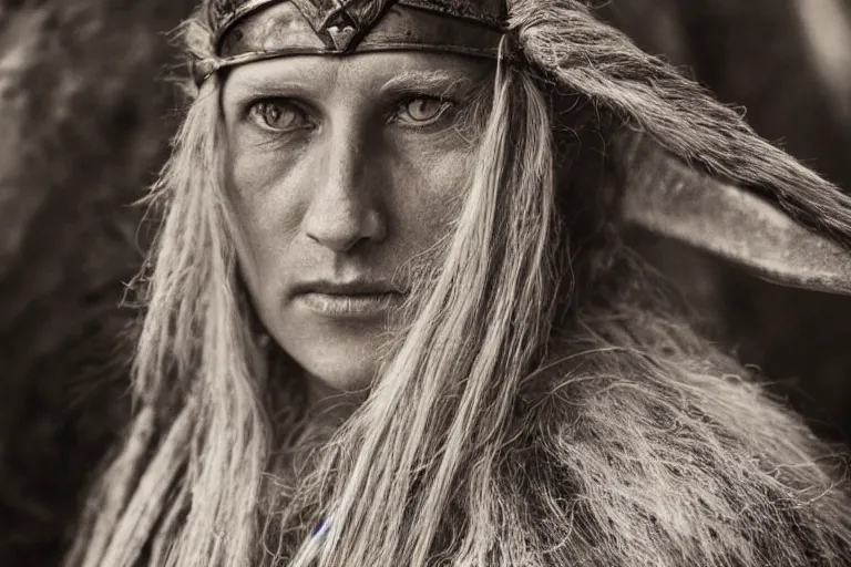 Image similar to portrait of a beautiful Viking model By Emmanuel Lubezki