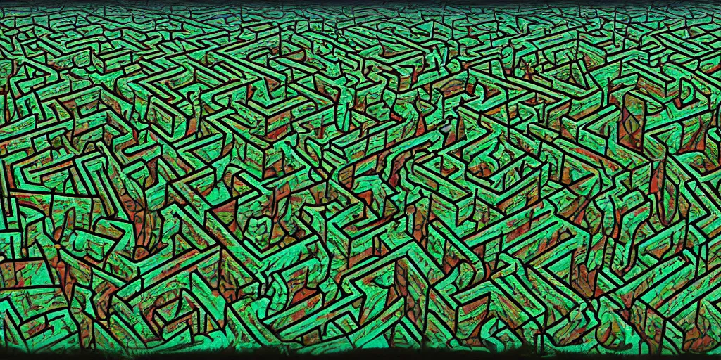 Image similar to the grand landscape of the endless maze, art by kotaro chiba