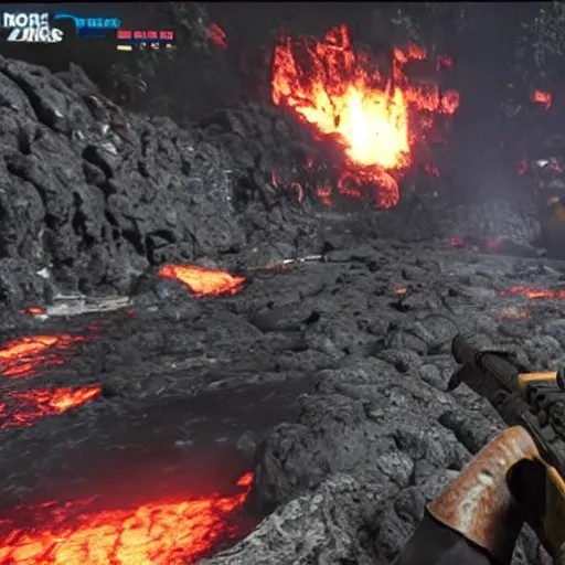 Image similar to Obama standing in the lava next to the packapunch on the town zombies map, black ops 2 zombies