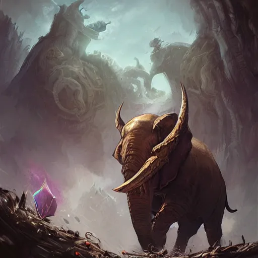Image similar to an olifant, epic fantasy style, in the style of Greg Rutkowski, hearthstone artwork