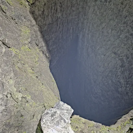 Image similar to vast interior chamber of a large, natural gorge, sunlight visible from above