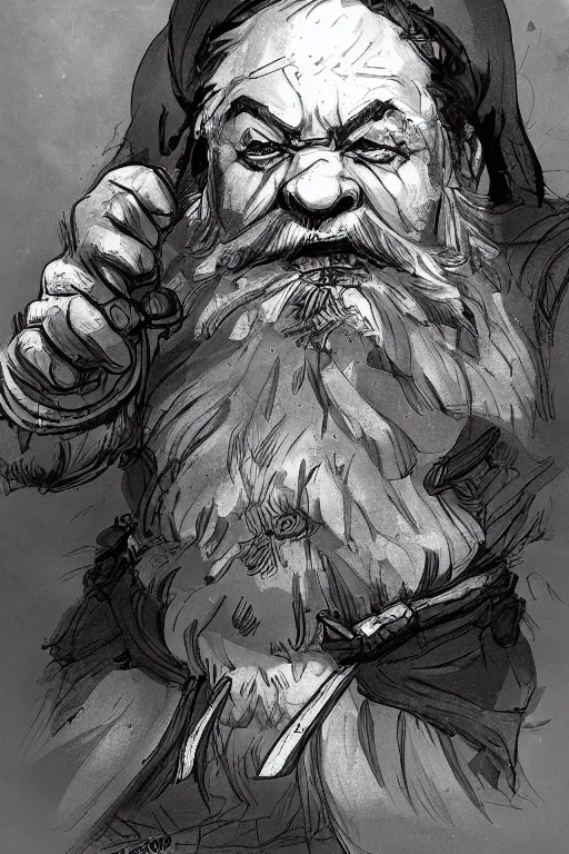 Image similar to Concept art of a dwarf by Even Amundsen, digital ink