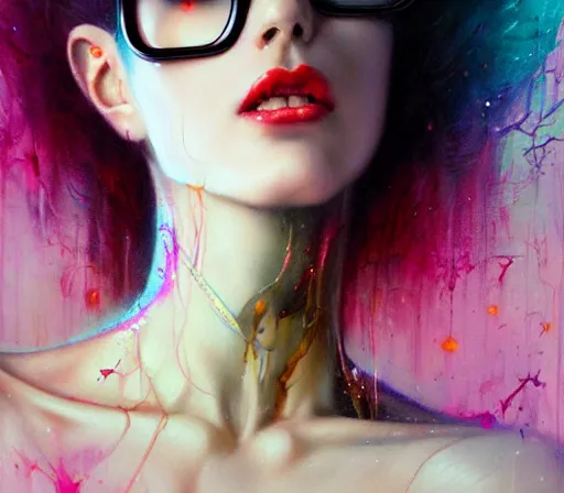 Prompt: a portrait of Bayonetta , tall, pale-skinned, by Stanely Artgerm,Tom Bagshaw,arthur adams,Carne Griffiths,trending on DeviantArt,street art,face enhance,chillwave,maximalist,full of color,glittering