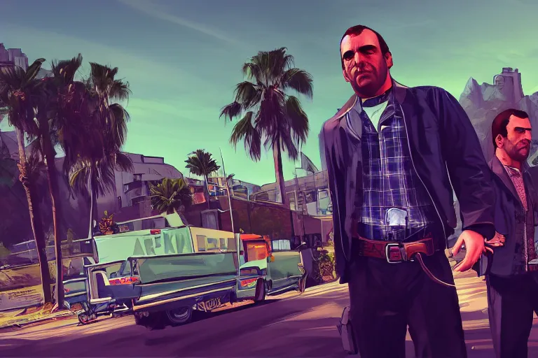 Image similar to a beautiful scottish drug taking man gta 5 loading screen art, trending on artstation