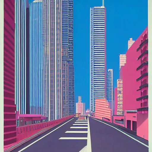 Prompt: a cityscape by hiroshi nagai