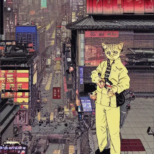 Image similar to tabby cat akira neo tokyo “ katsuhiro otomo ”