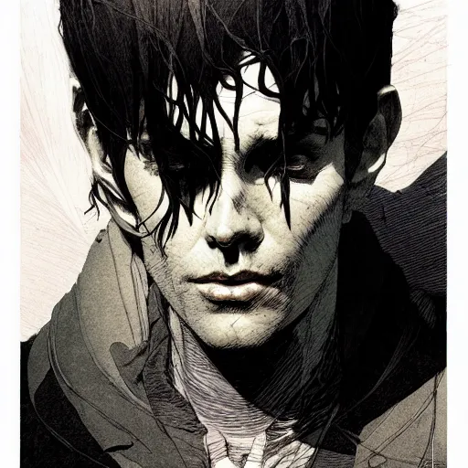 Image similar to portrait top light, by killian eng and bernie wrightson and martin deschambault and conrad roset, inspired by city of lost children, etching, fine, sharp high detail,