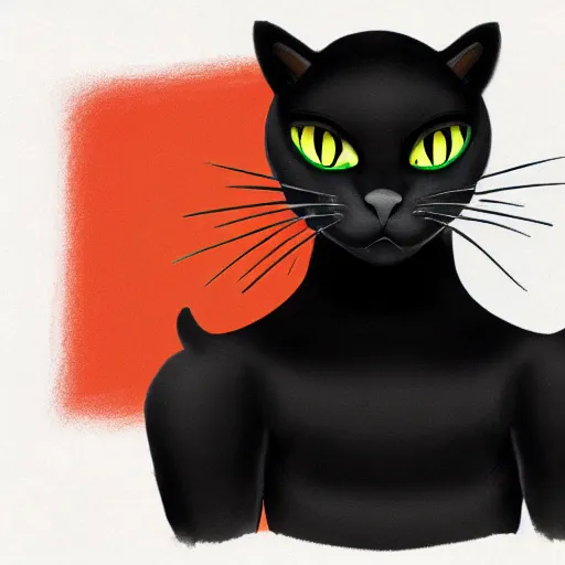 Image similar to digital art of a black cat fursona, furry fandom