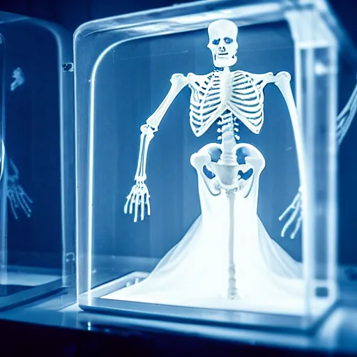 Prompt: cinematic shot, translucent glass woman with internal precision steel organs and skeleton, nervous system, movie still, backlit, wide angle, dry ice, decay, realistic, in the style of prometheus movie