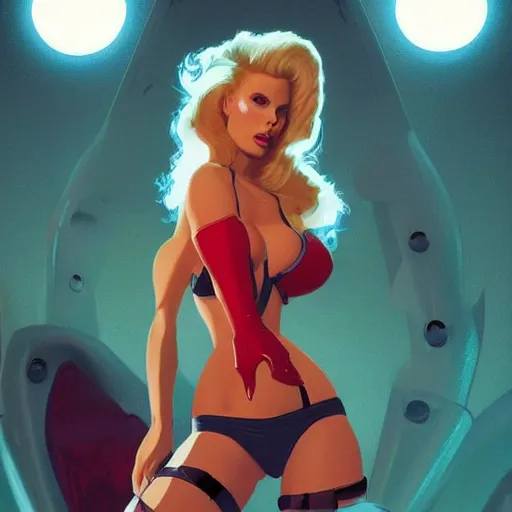 Prompt: kim basinger as holli from the movie cool world, fullbody, huggy - wuggy in poppy playtime video game, cartoon, ultra high detailed, glowing lights, illustration, greg rutkowski, ralph bakshi, hyperrealistic, dynamic lighting, fantasy art, beautiful face