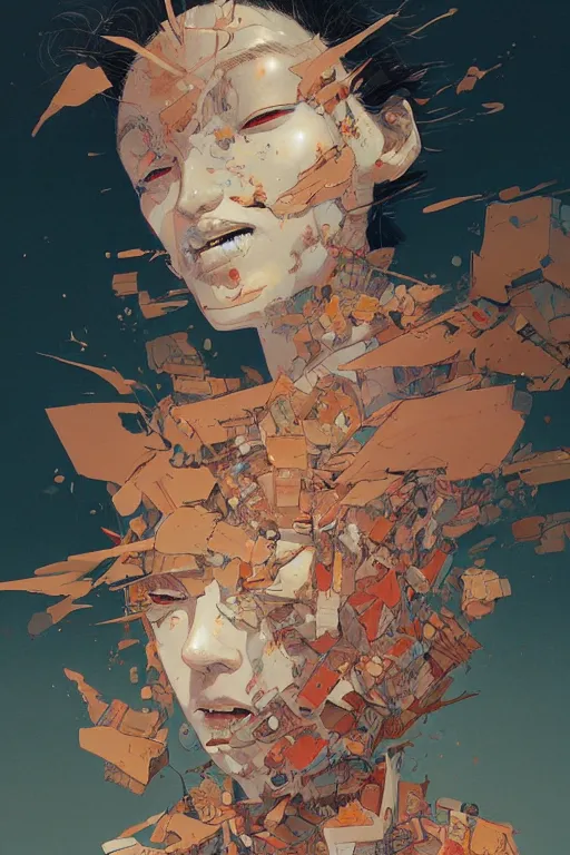 Image similar to prompt : city scavenger portrait soft light painted by james jean and katsuhiro otomo and erik jones, inspired by akira anime, smooth face feature, intricate oil painting, high detail illustration, sharp high detail, manga and anime 1 9 9 9