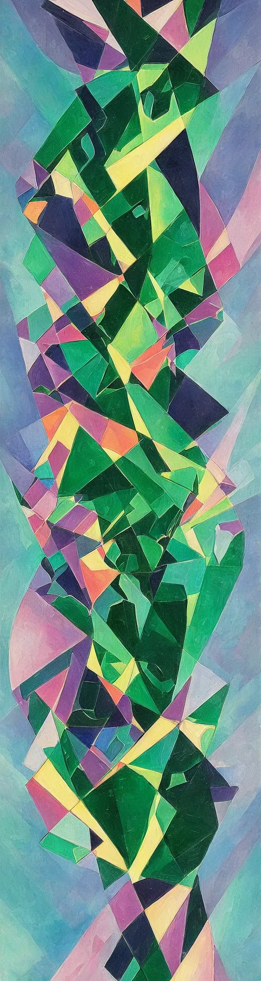 Prompt: an art deco painting of emeralds, by joseph stella, synthwave, behance contest winner, crystal cubism, digital illustration