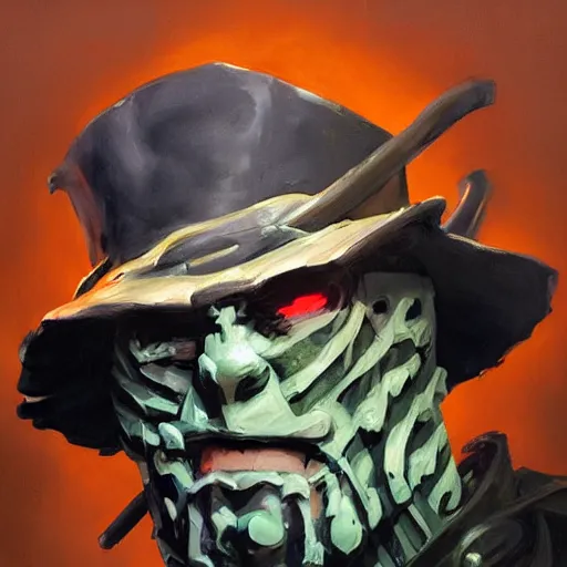 Image similar to greg manchess portrait painting of partially armored freddy krueger as overwatch character, medium shot, asymmetrical, profile picture, organic painting, sunny day, matte painting, bold shapes, hard edges, street art, trending on artstation, by huang guangjian and gil elvgren and sachin teng