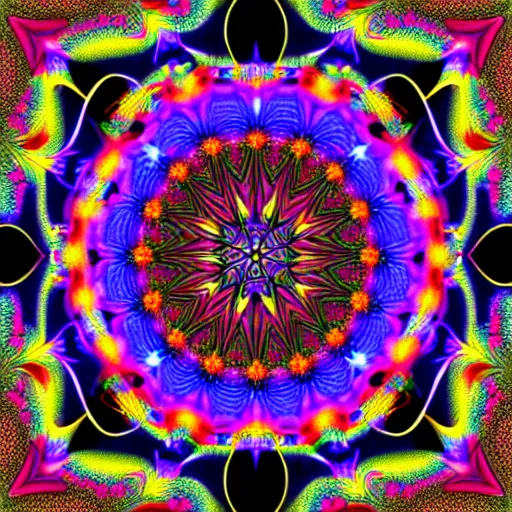 Prompt: psychedelic fractal mandala pattern