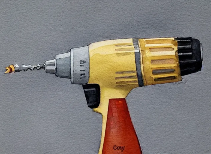 Image similar to concept art of a drill tool, pinterest, artstation trending, behance, watercolor, by coby whitmore, silver, laser light,