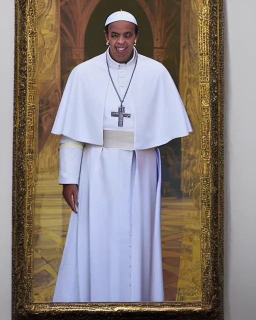 Image similar to ronaldinho as the pope, professional photograph, 4 k