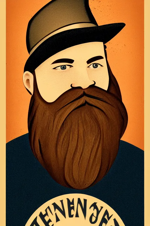 Image similar to an illustration of a portrait of a respectable dignified 1 9 3 0's era mennonite preacher with kind eyes and trimmed red beard and conservative haircut in the style of art - deco artwork art by kyle ferrin and loish!, digital art, highly detailed, intricate, sharp focus, trending on artstation hq, deviantart, 4 k uhd image