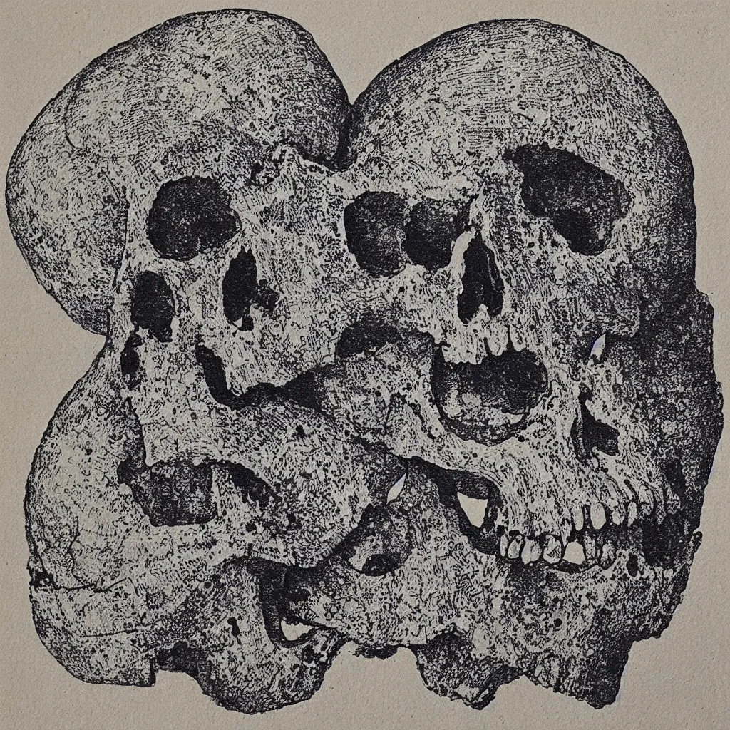 Prompt: blockprint of a skull