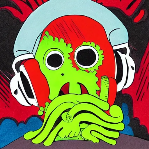 Image similar to Pop Wonder NFT - Alien Bog Friendly Monster Wearing Headphones, Art