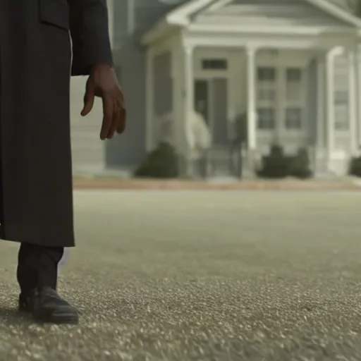 Image similar to cinematic still from an Horror film about a black president (2009), close up, shallow depth of field, directed by Jordan Peele, cinematic