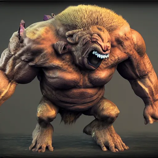 Prompt: ultra realistic weaponized mutant ogre